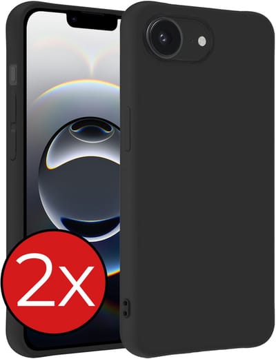 Hoesje - 2 Stuks - Geschikt voor Apple iPhone 16e / 17e - Sterk & Shockproof - Telefoonhoes - Back Cover - Case Siliconen - Telefoon Hoes - Zwart