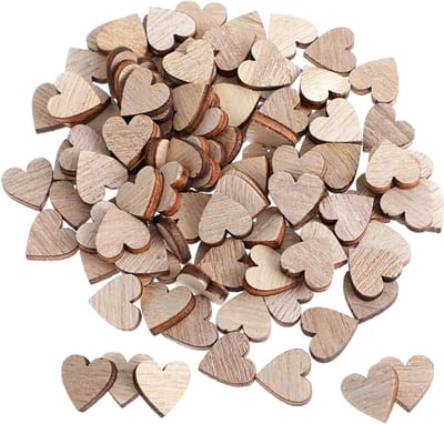 Joya Party® 100x Houten Hartjes | Mini Hartvormige Houtjes 12mm | DIY Decoratie Knutselen Bruiloft Babyshower Hobby Knutselmateriaal | Paulownia Hout | Splintervrij