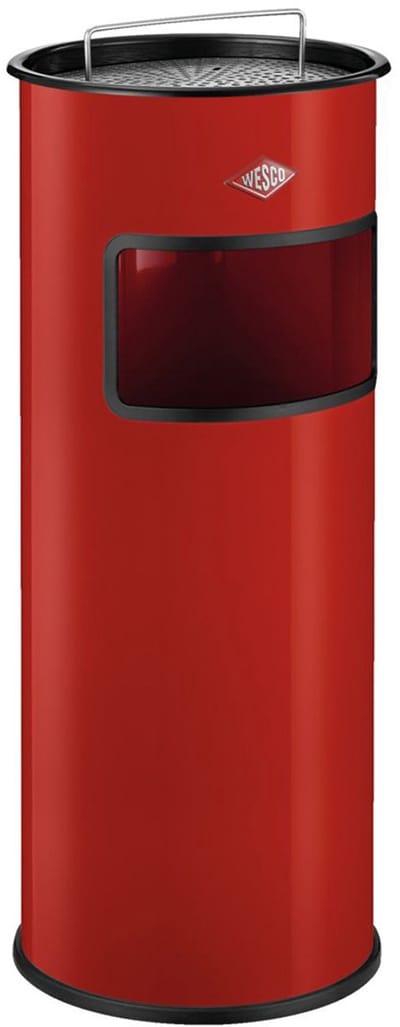 WESCO Staande Asbak met zeef zonder inzet | 30 Liter | Metaal - Rood | Afvalbak met Asbak Staand - Made in Germany