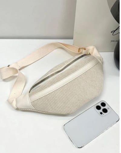F I K A.® - Heuptas - Bumbag - Schoudertas - Fanny pack - Heuptasje - Beige – Goud - Festival - Cadeau voor vrouwen