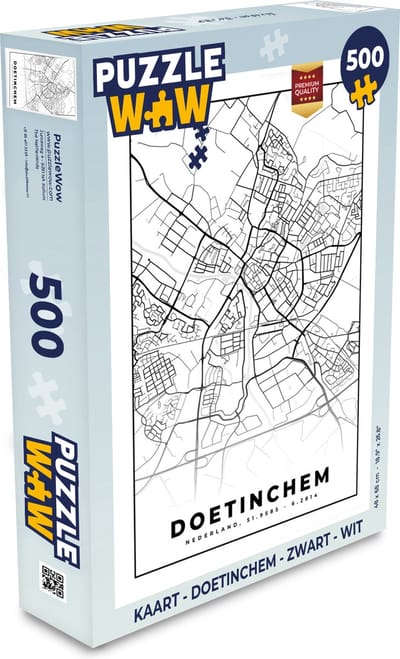 Puzzel Kaart - Doetinchem - Zwart - Wit - Legpuzzel - Puzzel 500 stukjes