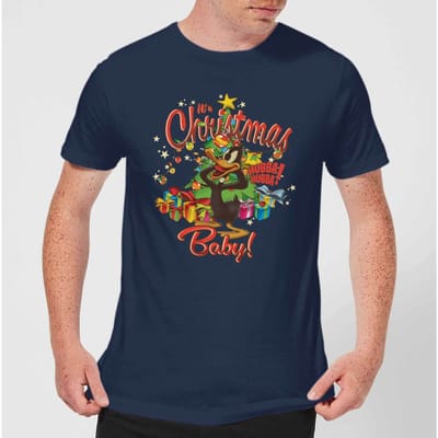 Looney Tunes Its Christmas Baby Men's Christmas T-Shirt - Navy - S