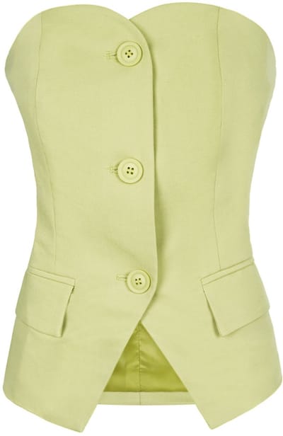 Gevormde Polyester Mouwloze Top met Knoopdetail - Groen - Maat S