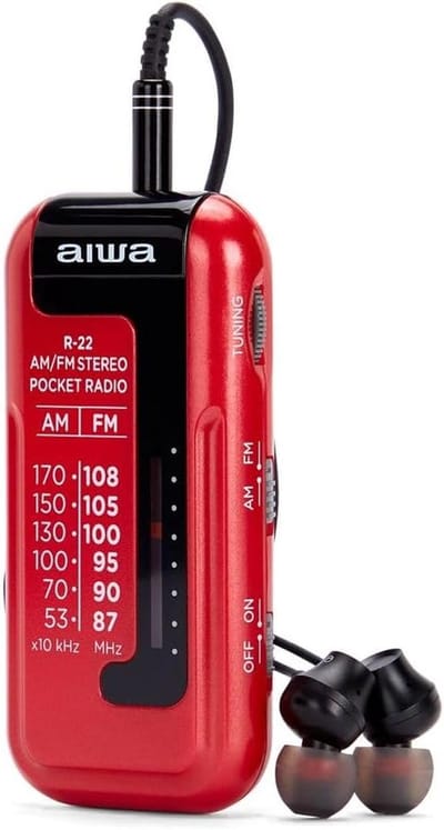 Draagbare FM-radio met AM/FM-tuner en 3,5 mm jackstekker in Rood
