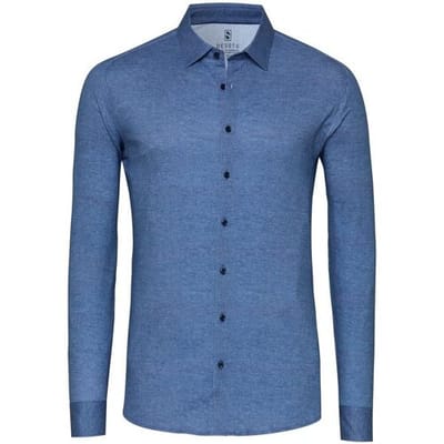 Desoto Overhemd Casual Kent Twill Pattern Mélange Blauw / male