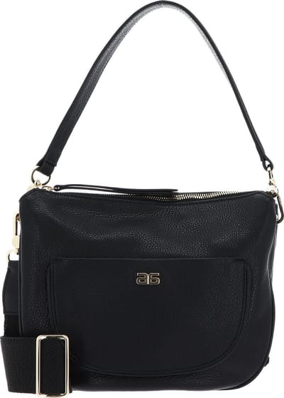 abro Leren Schoudertas Leather Dalia Hobo Bag Clara Black / Gold Zwart