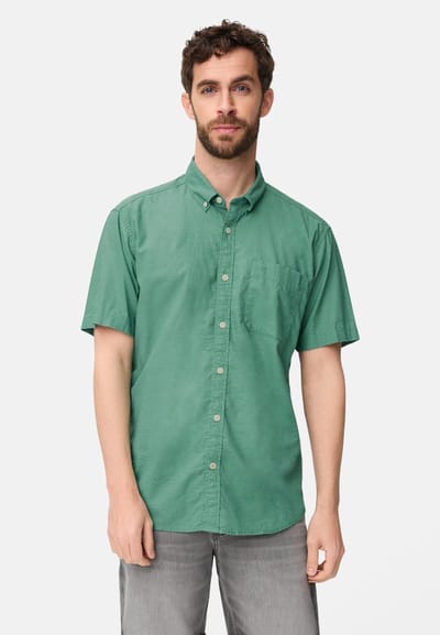 camel active Korte mouwen shirt van linnenmix - Maat menswear-M - Lagunengroen