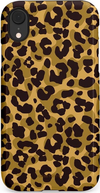 Casetastic hoesje geschikt voor Apple iPhone XR - Dubbellaagse bescherming - Jungle Panter - Fashion Case - Zwart Crème Beige