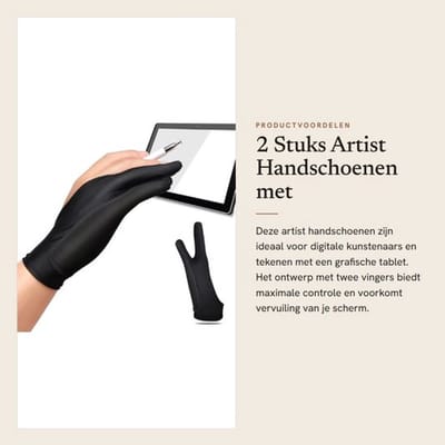 Tekening Handschoen Antivervuiling - 2 Stuks - Digitale Tekening - Palm Afwijzing - Universele Maat - Verminderde Wrijving - Tekenhandschoenen