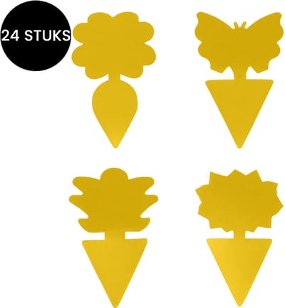 Purepeak Vliegenvanger Set 24 Stuks - Vliegenvanger Plakstrip - Rouwvliegjes en Fruitvliegjes Bestrijden - Vliegenval - Binnen - Buiten - Vliegenverjager voor op Tafel