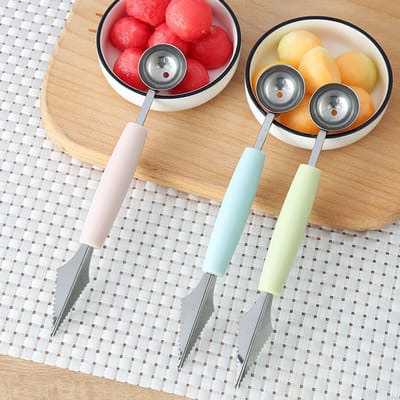 3-delige set van meloenbolletjes, roestvrijstalen fruitdessertbolletjes, ijsschepjes en ijsvormpjes