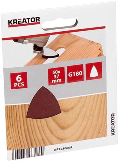 Kreator Schuurpapier KRT280008 - Driehoekig - 50x37mm - K180 - 6 stuks