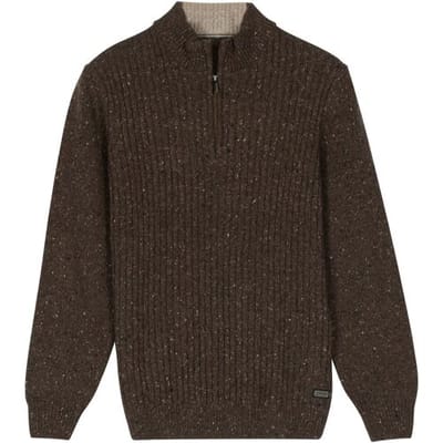Baileys Trui Half Zip Front Structure Knit Donker Taupe / male