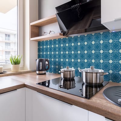 Zelfklevende tegelmuurstickers voor keuken en badkamer - 24 cementtegelstickers, Azulejos Ignatia - 24 stickers, 10x10cm