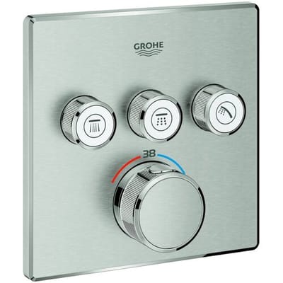 Grohe Grohtherm SmartControl thermostat ready-mounted set with 3 shut-off valves, square design 29126000