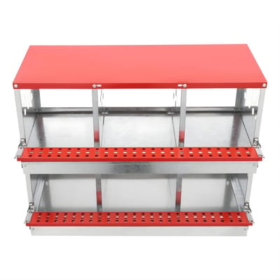 Legnest Kip – Voor Kippenhok – 6-Vaks Legnest van Gegalvaniseerd Staal, Heavy Duty – 84×42×62 cm – Rood