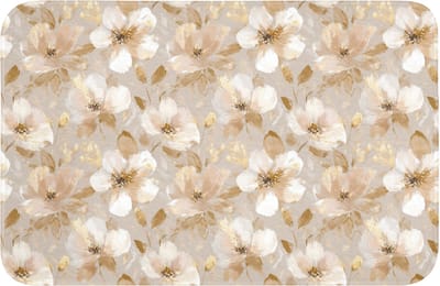 Badmat 60x40 cm - Antislip - Bloemen - artistiek - Goud - Badmatten voor badkamer - Badkamermat - Douchemat - Badkamer mat