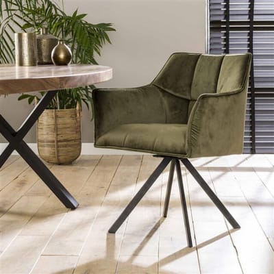 Hoyz - Velvet Armstoel - Groen - Draaibaar - 2 Stuks