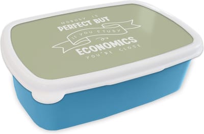 Broodtrommel Blauw - Lunchbox - Brooddoos - Economie - Quotes - Studeren - Studenten - 18x12x6 cm - Kinderen - Jongen