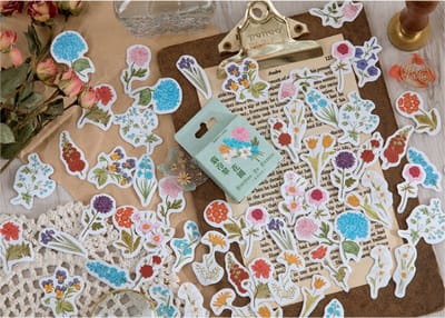 Bloemen Stickers 46 stickers – Bullet Journal, Planner & Scrapbook Stickers – Sinterklaas & Kerstcadeau – Schoencadeau – Cadeaus onder €5