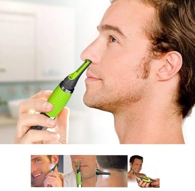 2-in-1 neushaartrimmer en gezichtshaarverwijderaar Geschikt voor mannen - Werkt op batterijen, waterdicht, draagbaar - Kan neushaar, oorhaar, wenkbrauwen en kinhaar trimmen.