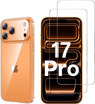 Hoesje Ultraslank geschikt voor iPhone 17 Pro backcover siliconen Transparant en 2 stuks ScreenProtector Gehard Glas
