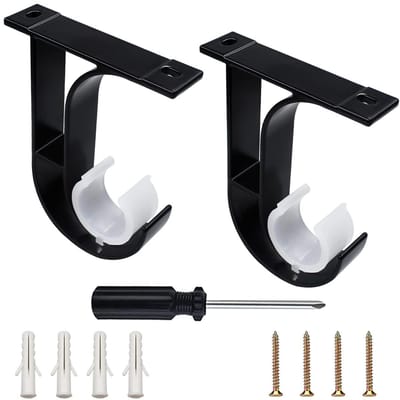 Dailygoods- Gordijnroedehouder Zwart - Plafondhouder - 2 Stuks - Aluminiumlegering - Accessoires - Hoogte 92 mm