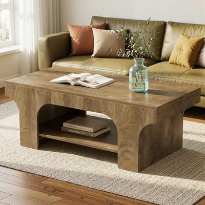 Tribesigns Salontafel - 120 x 60 x 45 cm - 2 lagen - Bruin - MDF - Salontafel Industrieel - Table Basse - Bijzettafeltje