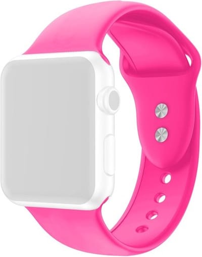 By Qubix - Geschikt voor Apple Watch bandje - Siliconen sportbandje - Roze - Dubbele druksluiting - Geschikt voor Apple Watch 44mm / 45mm / 46mm / 49mm (Ultra 1,2 en 3) - siliconen sport bandje - smartwatchbandje