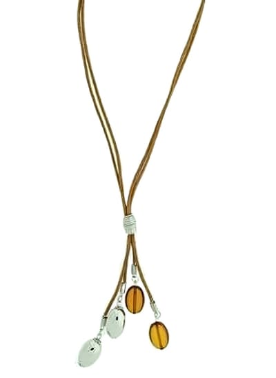 Behave - Korte koordketting met ovale hanger 40 cm - Nikkelvrij & geschenkverpakking