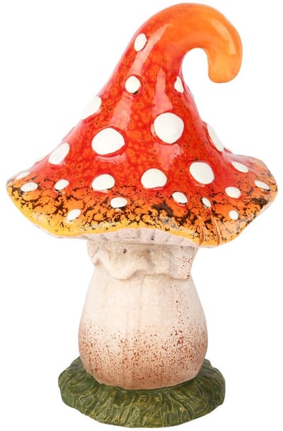 Dekoratief | Paddenstoel m/witte stippen, oranje, keramiek, 10x11x16cm | A255189