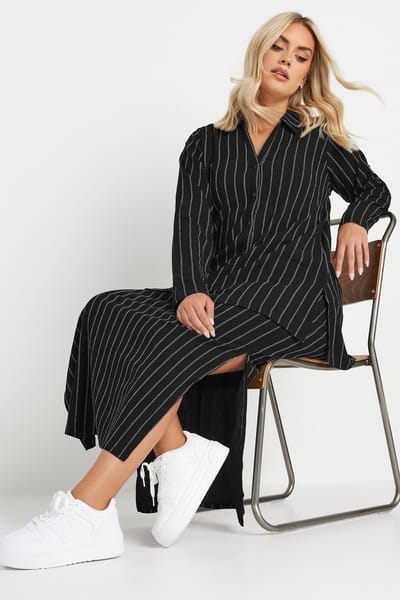 Yours Overhemd Met Krijtstreep En Textuur In Zwart Size 42