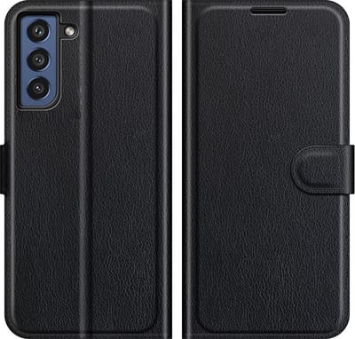 Coverup Hoesje - Geschikt voor Samsung Galaxy S21 FE Hoesje - Coverup Book Case - Zwart