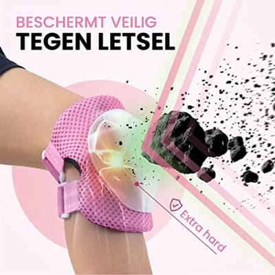 Beschermers voor meisjes - Skateboard en Inline Skates Set met Kniebeschermers - Roze - S/M