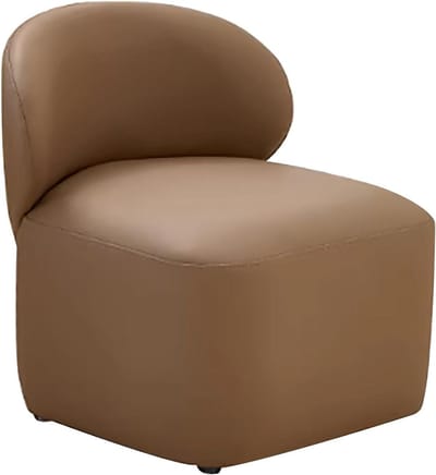 Voetenbank - Poef kruk - Extra zitplaats - PU-leer bekleding - 46 x 48 cm - Bruin