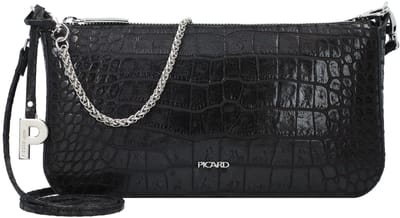 PICARD Leren Schoudertas Auguri Shoulderbag Croco Black Zwart