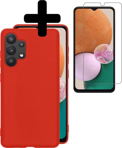 Hoesje - Met Screenprotector - Geschikt voor Samsung Galaxy A13 4G - Sterk & Shockproof - Back Cover - Siliconen Case - Telefoon Hoes - Telefoonhoesjes - Rood
