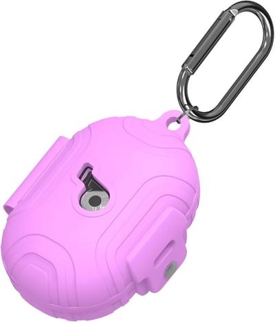 [Lock Buckle] Compatible with Anker Soundcore Space A40 Case, Soft Silicone Case for Soundcore Space A40, Shockproof Anti-Scratch Protective Cover with Carabiner (Purple)