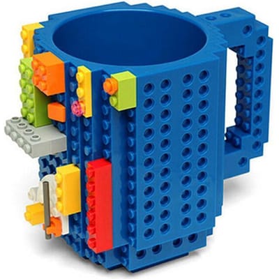 Gepersonaliseerde creatieve bouwsteen montagebeker Educatieve waterbeker voor kinderen Valbestendige mok 301-400ml blauw