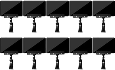Dailygoods- Prijskaartjes Herbruikbaar - Set van 10 - Extra Grote Clip 3 cm - 360° Draaibaar - Geschikt voor Winkels - Zwart A7 10 x 7 cm - Prijslabels