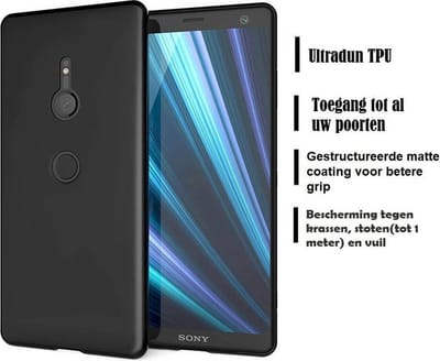 DrPhone Xperia XZ3 siliconen hoesje - TPU case - Ultra dun flexibele hoes – 1mm verhoogde randen – Zwart