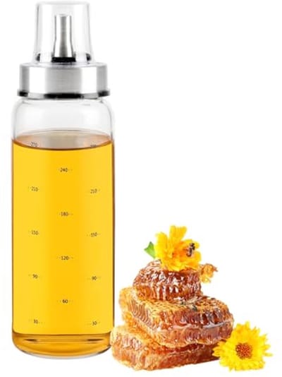 Glazen Honingdispenser 300 ml – Druppelvrije Siroopkan Met Deksel – Voor Thuis, Keuken & Koffiebar-OUTARO