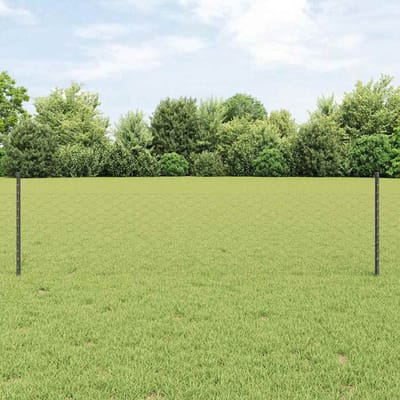 vidaXL - zeshoekig - gaasgek - met - palen - 25 - x - 0,5 - m - PVC-Coated - Staal - Grijs