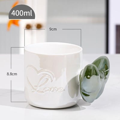 Parelmoer Glans Strik Koffiekopje Meisjeshart Mok Hoge Waarde Waterbeker Keramische Mok Cadeau Creatieve Mok 301-400ml