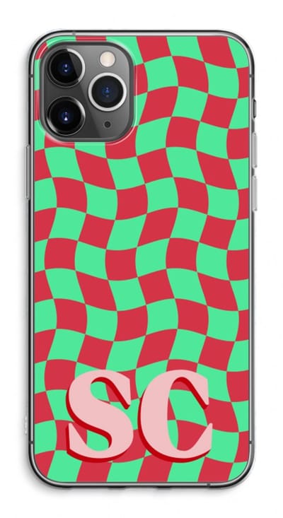 Gepersonaliseerd - Case Company® - Hoesje geschikt voor iPhone 11 Pro Max hoesje - Grid Monogram - Soft Cover Telefoonhoesje - Bescherming aan alle Kanten en Schermrand