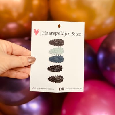 Baby haarspeldjes - mini - 2cm groot - voor de eerste lokjes haar - imitatieleer - blauw