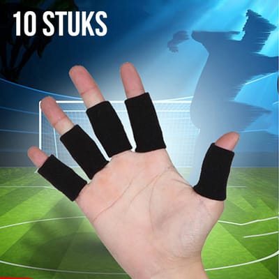 Allernieuwste.nl® 10 STUKS ZWARTE Sport Vingerbescherming Volleybal Basketbal Handbal Badminton Fitness Yoga - Beschermt Vingers - 10x Zwart