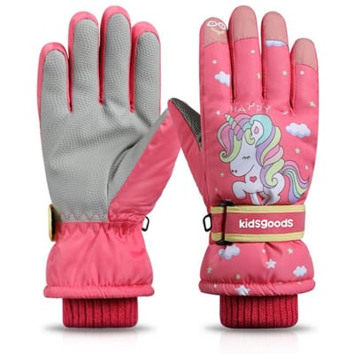 Kinder Winterhandschoenen Waterdichte Sneeuw Ski Handschoenen Cartoon Winddichte Warme Handschoenen voor Kinderen Meisjes Jongens gray