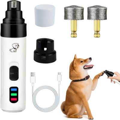 Daity 1 slijper voor huisdieren, nageltrimmer voor honden, USB oplaadbare slijper voor huisdieren, nageltrimmer voor honden, verzorgingsapparaat voor de poten van uw huisdier (wit)