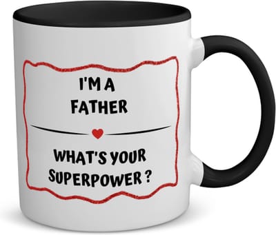 Akyol - i'm a father what's your superpower? koffiemok - theemok - zwart - Papa - vader met superkracht - vader cadeautjes - vaderdag - verjaardag - geschenk - kado - 350 ML inhoud